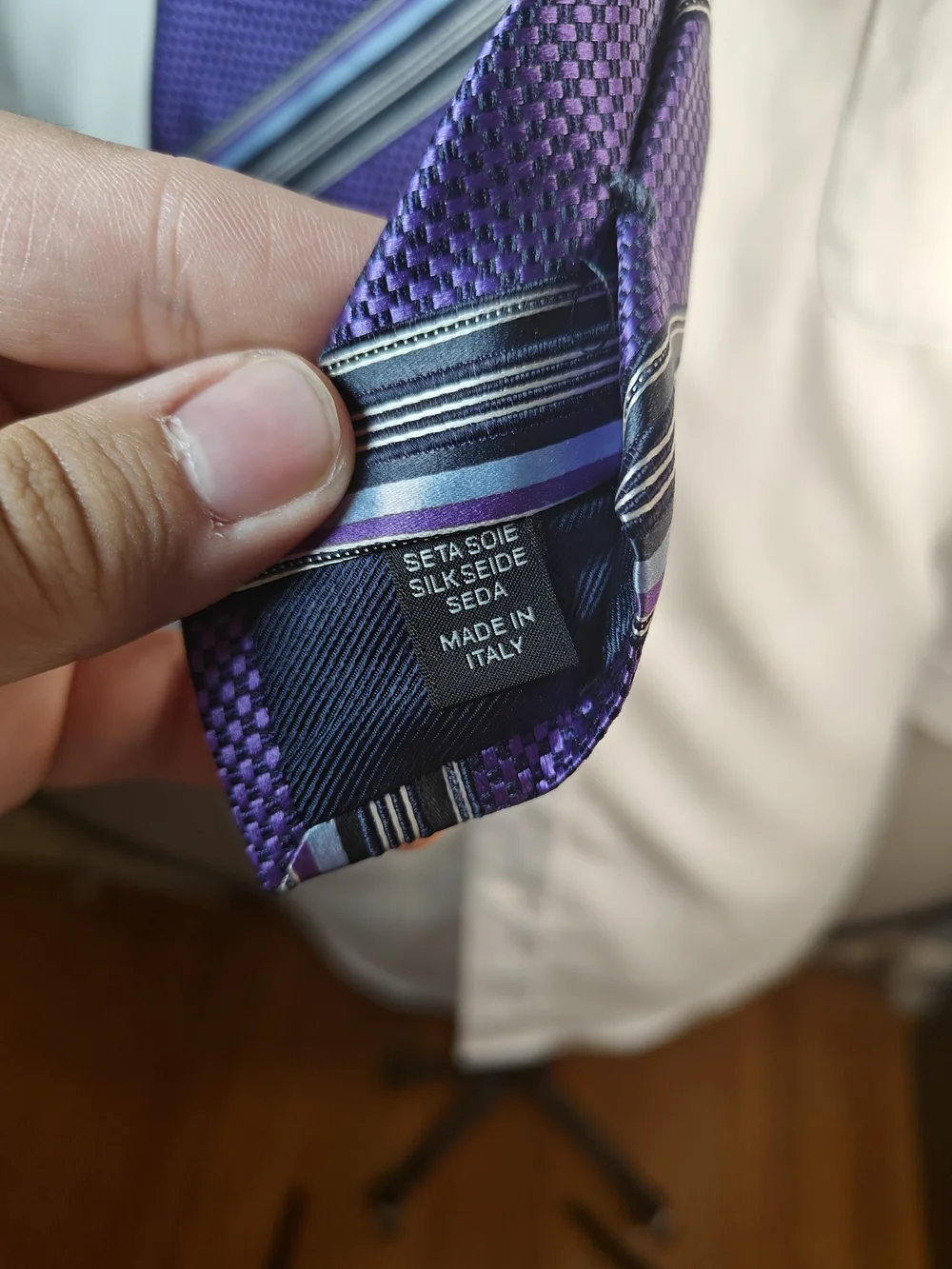 Ermenegildo Zegna Purple Striped 100% Silk Jacquard Tie Made in Italy